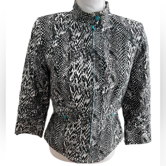 musette Jackets & Blazers - Musette Snake Skin Pattern Jacket Lined Ruched Sleeve Size 6